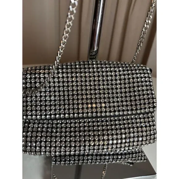 Sondra Roberts "Scarlet Grace" black evening rhinestone clutch/ shoulder bag. - Picture 1 of 7